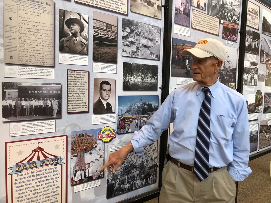 E. James Strates, Jim Strates, visits the Erie County Fair's Museum