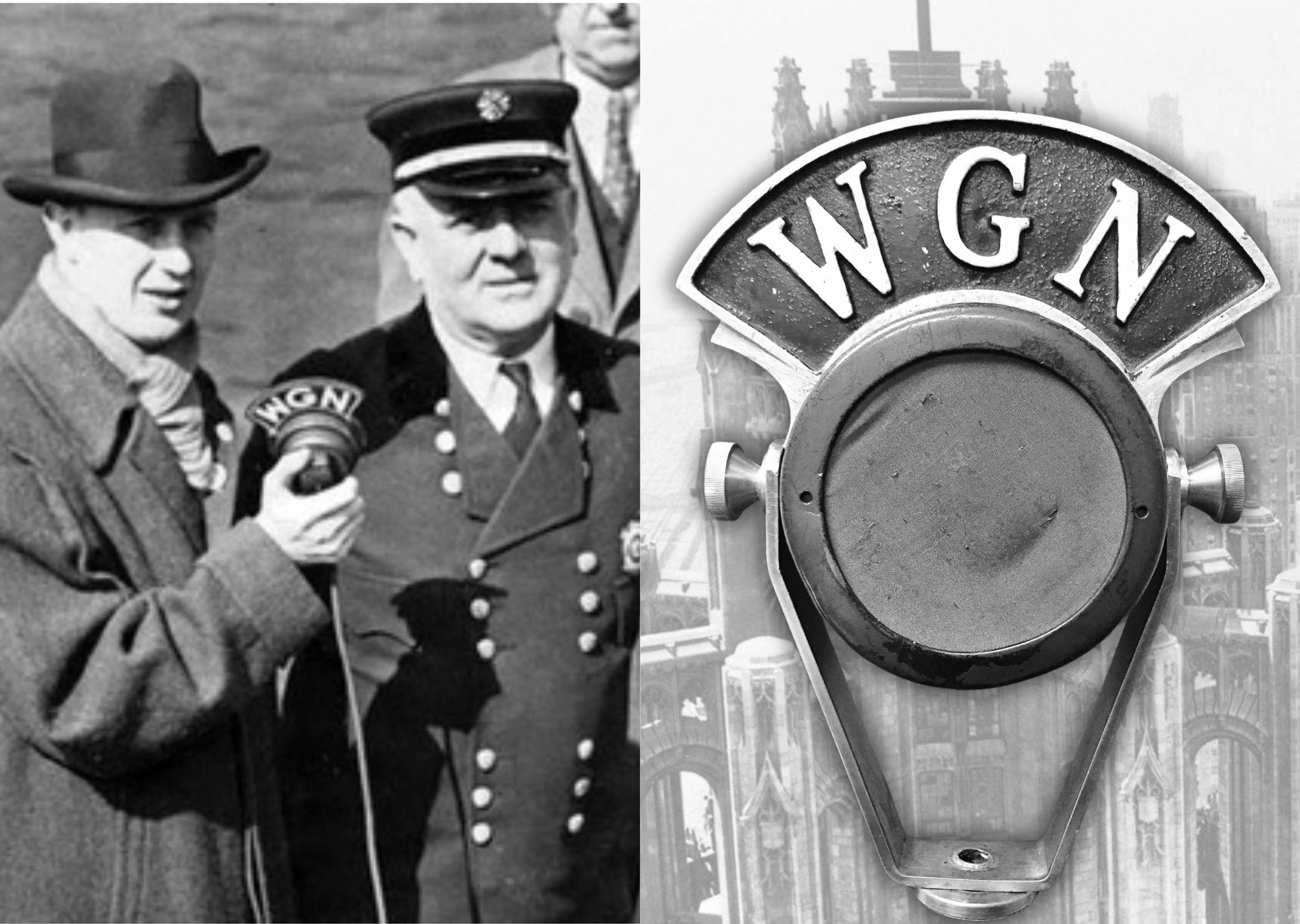 Vintage WGN Chicago Microphone Flag