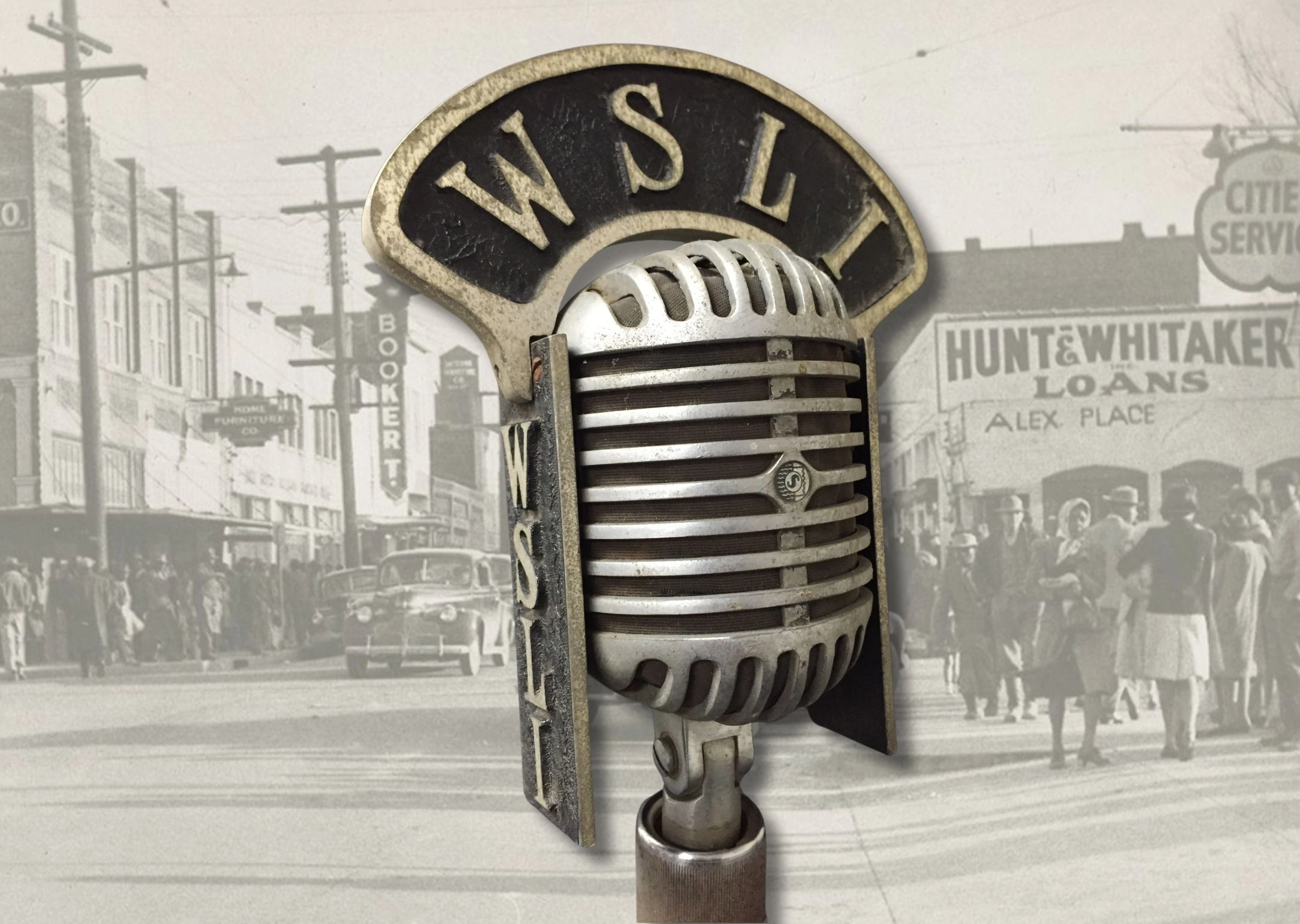 Vintage microphone flag from WSLI Radio
