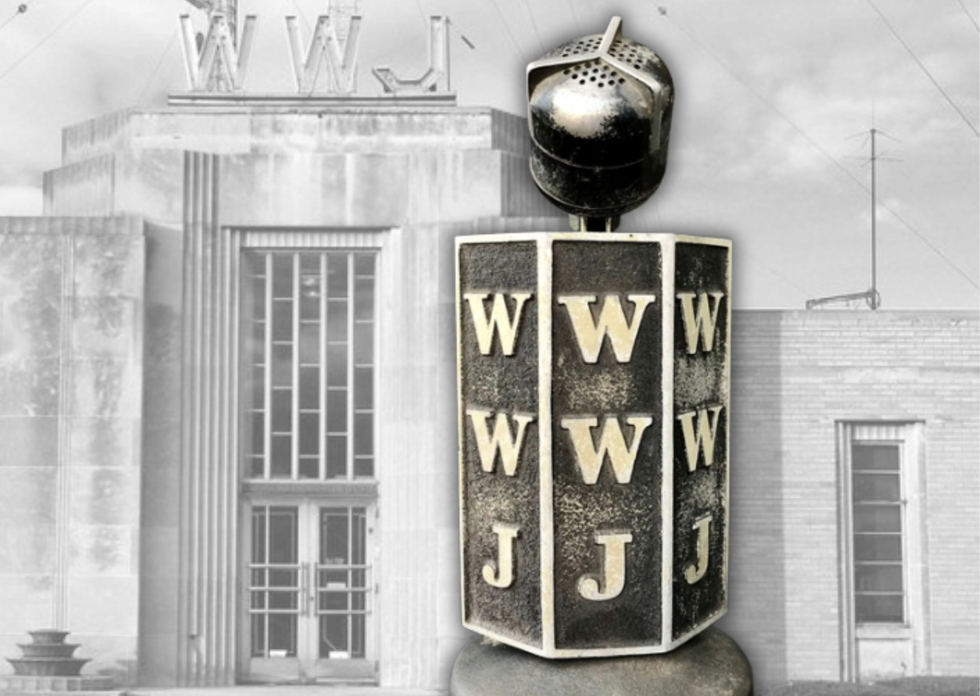 Vintage WWJ Detroit Microphone Flag
