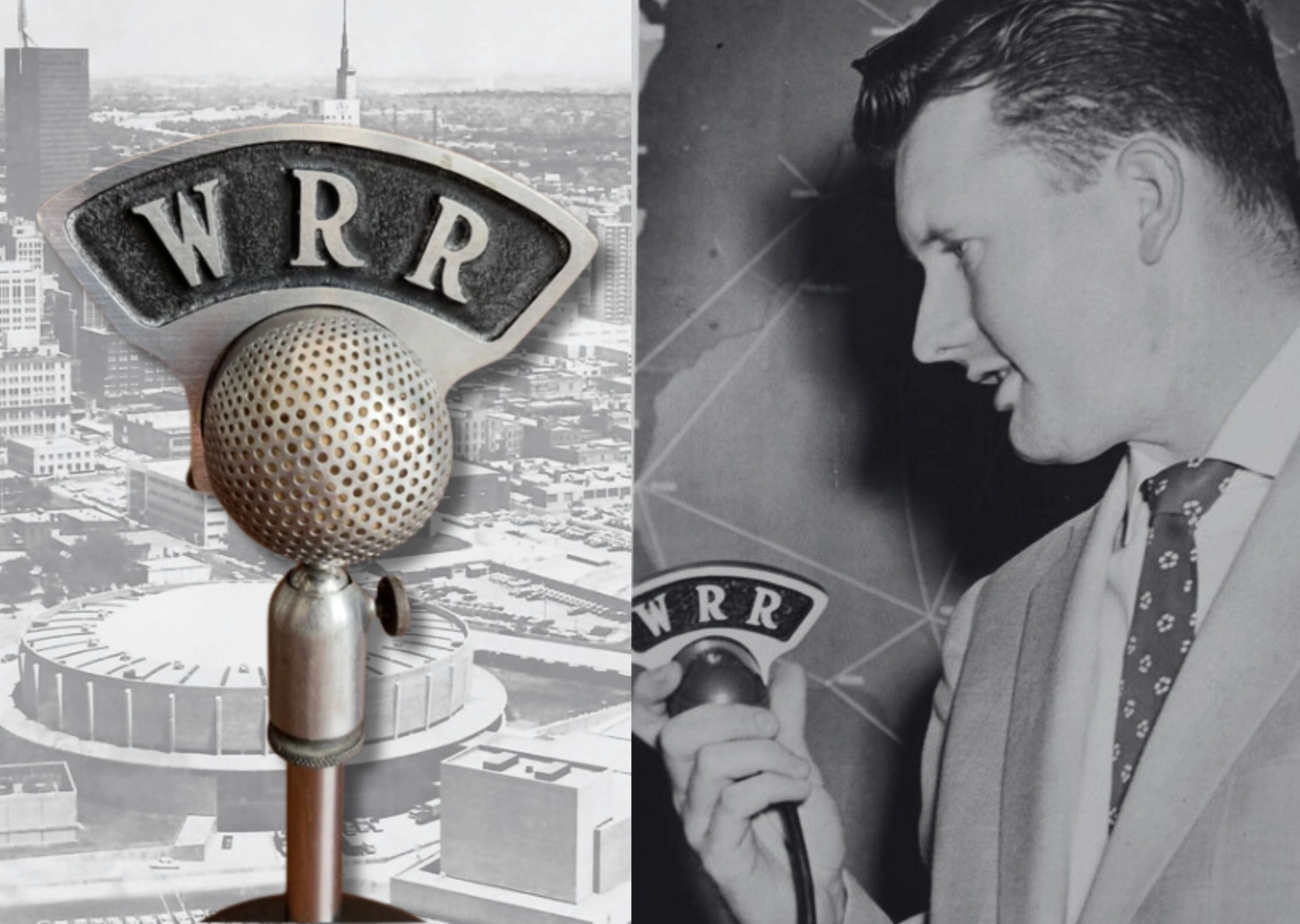 Vintage WRR Microphone and Flag Dallas