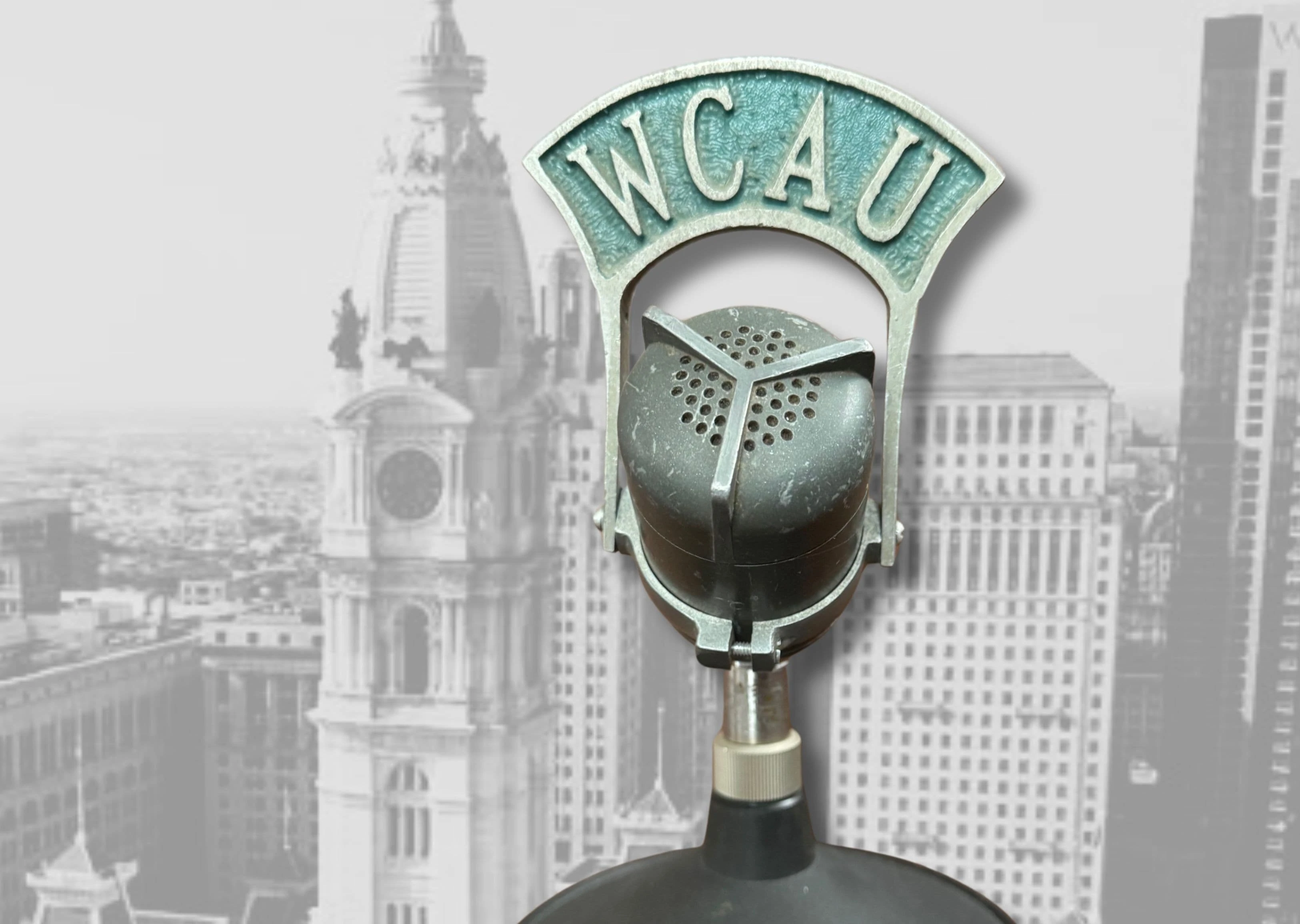 WCAU, Philadelphia, PA Vintage Microphone and Flag