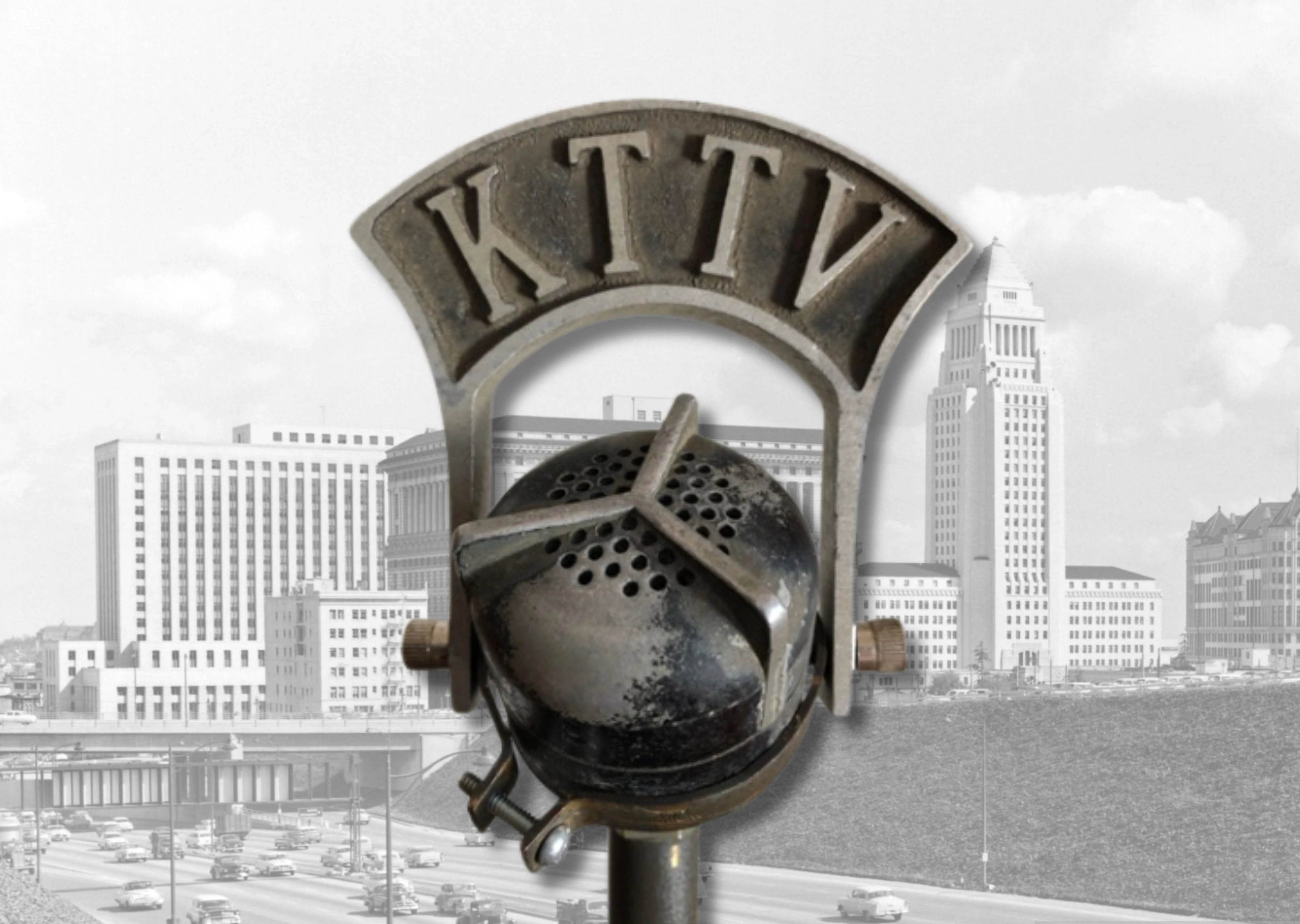 KTTV, Los Angeles, CA. Vintage flag on an WE 633a microphone. Call letters stand for "Times Television" reflecting the original owner, the LA Times newspaper.