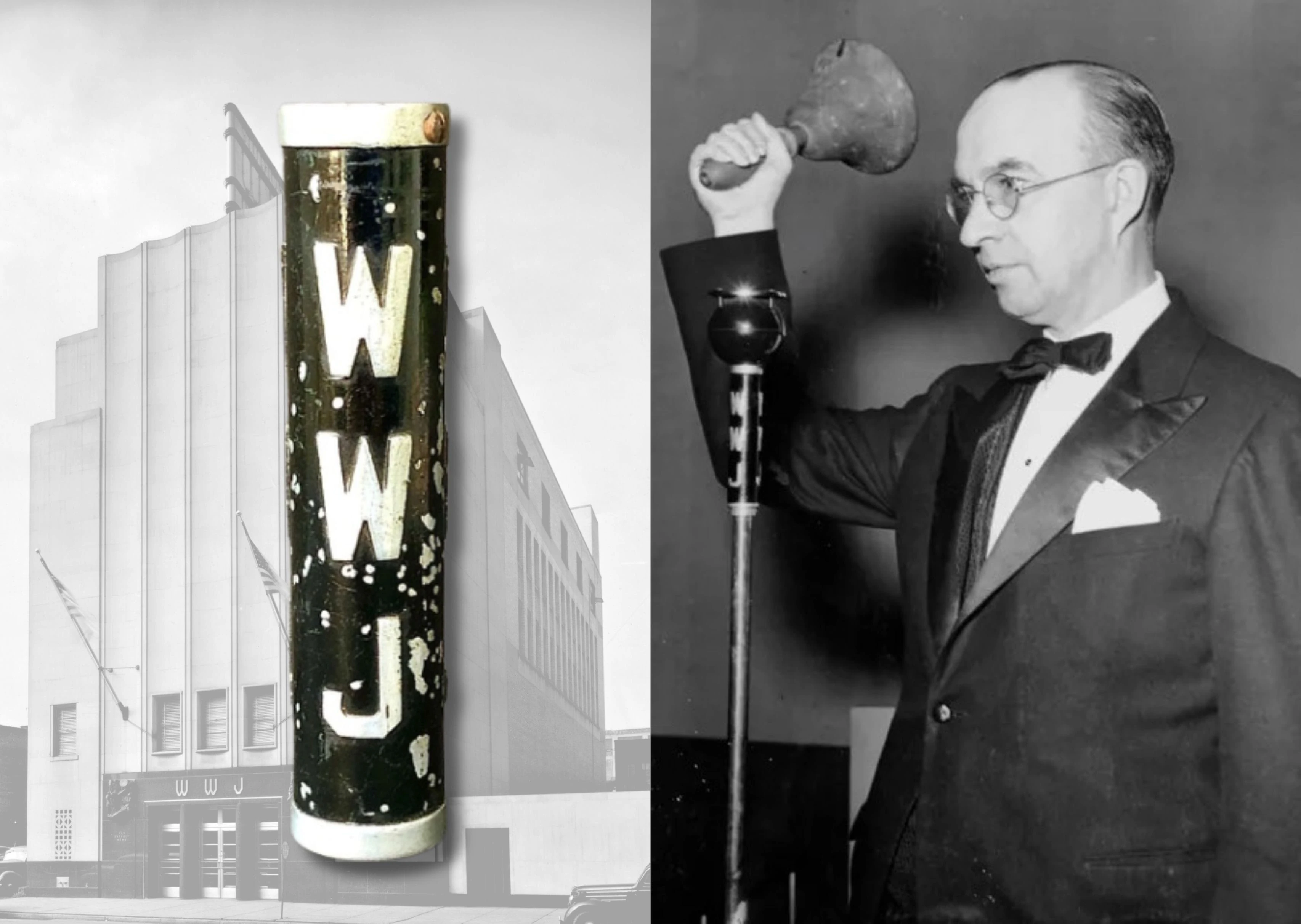 Vintage WWJ Detroit Microphone Flag